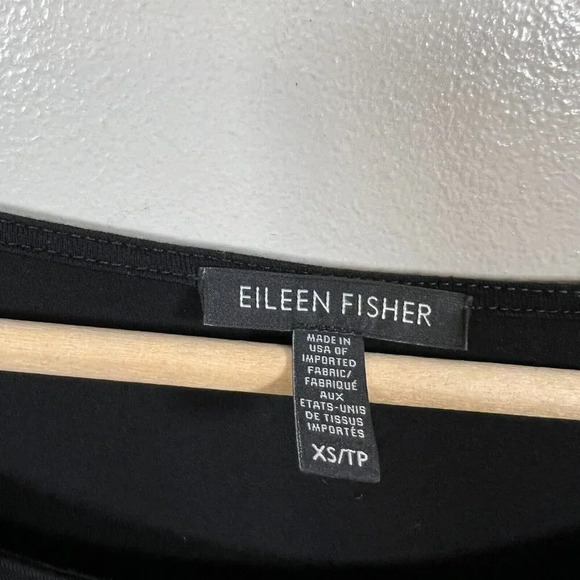 Eileen Fisher Asymmetric Tunic Top Size XS Black Minimal Neutral Stretch Comfy - Picture 3 of 8